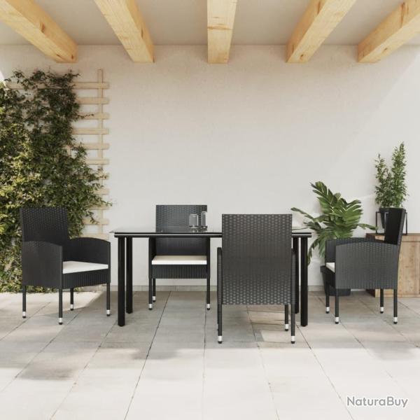 Ensemble � manger de jardin 5 pcs noir r�sine tress�e et acier
