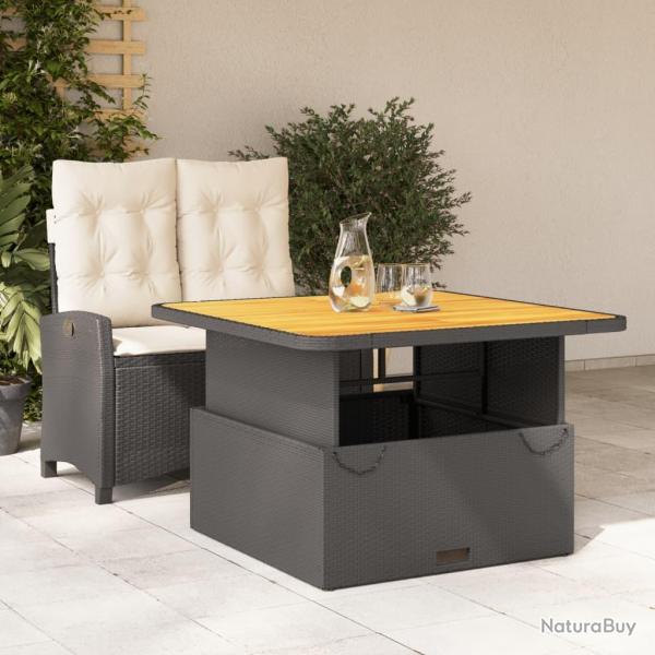 Ensemble � manger de jardin coussins 2pcs noir r�sine tress�e