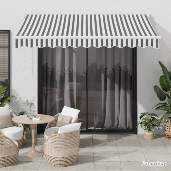 Auvent rtractable anthracite/blanc 3x2,5 m tissu et aluminium