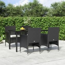 Ensemble &agrave; manger de jardin avec coussins 5 pcs Noir