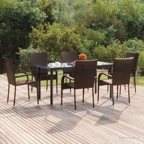 Ensemble � manger de jardin 7 pcs Marron R�sine tress�e