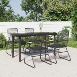 Ensemble &agrave; manger de jardin 5 pcs Noir Rotin PVC