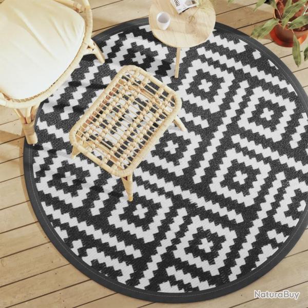Tapis d'extrieur ARAKIL blanc et noir 160 cm PP