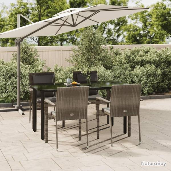 Ensemble � manger de jardin coussins 5 pcs noir et gris
