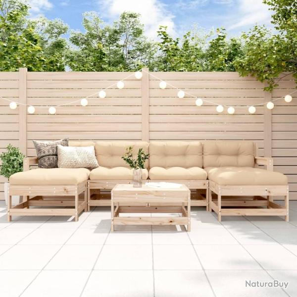 Salon de jardin 7 pcs Bois de pin massif