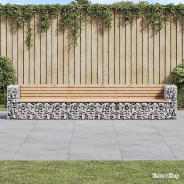 Banc de jardin design gabion 347x71x65,5 cm bois massif de pin