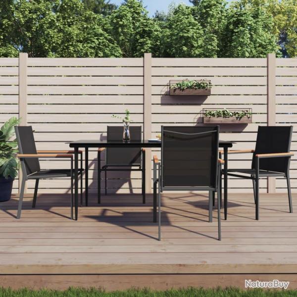 Ensemble � manger de jardin 5 pcs noir textil�ne et acier