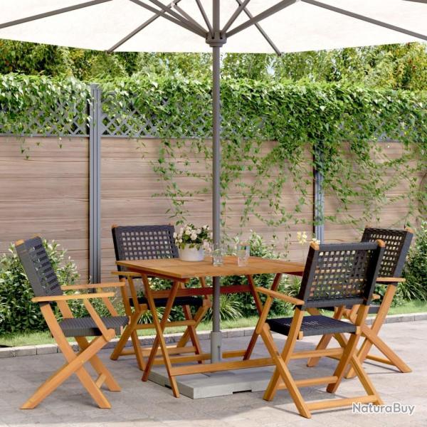 Ensemble � manger de jardin 5 pcs r�sine tress�e et bois massif
