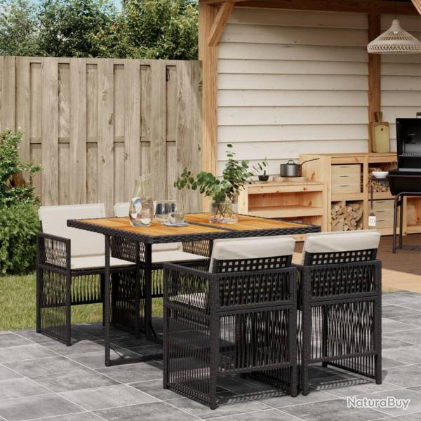 Ensemble � manger de jardin coussins 5pcs Noir R�sine tress�e