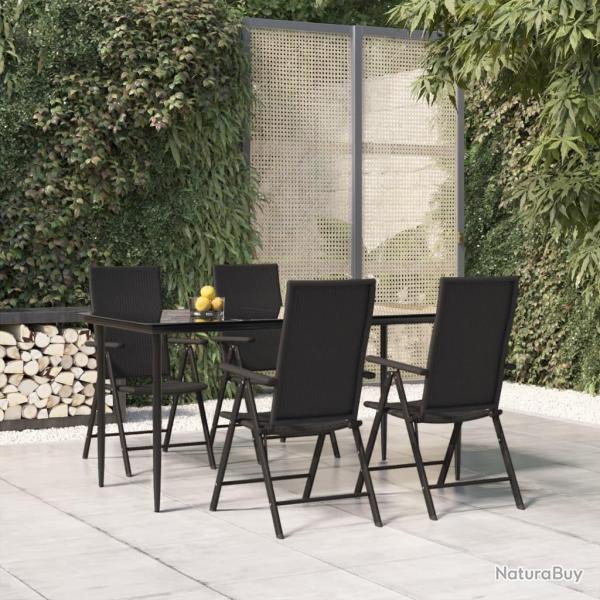 Ensemble � manger de jardin 5 pcs Noir R�sine tress�e