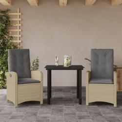 Ensemble &agrave; manger de jardin et coussins 3 pcs m&eacute;lange beige