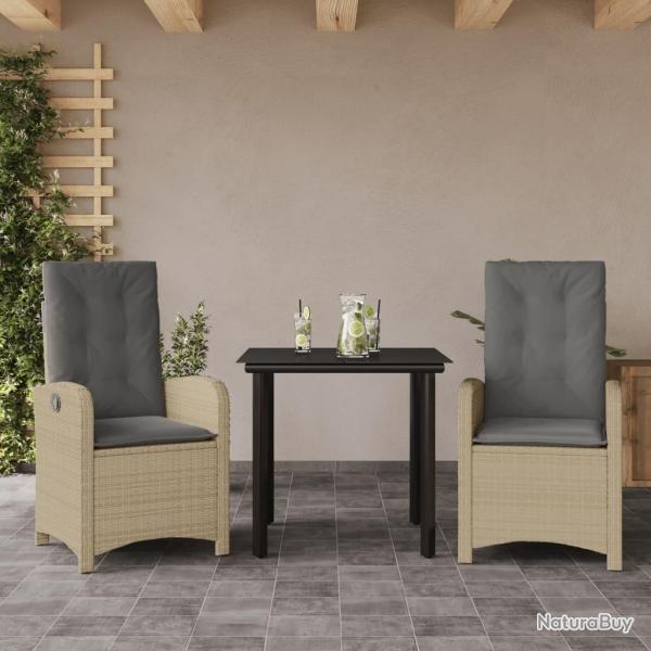 Ensemble � manger de jardin et coussins 3 pcs m�lange beige