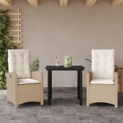 Ensemble &agrave; manger de jardin et coussins 3 pcs Beige poly rotin
