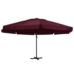 Parasol de jardin et m&acirc;t en aluminium 600 cm rouge bordeaux