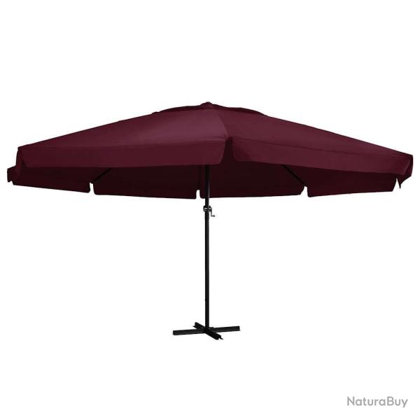 Parasol de jardin et m�t en aluminium 600 cm rouge bordeaux