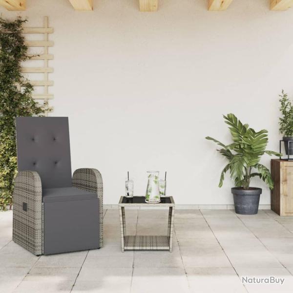 Ensemble � manger de jardin et coussins 2 pcs gris rotin