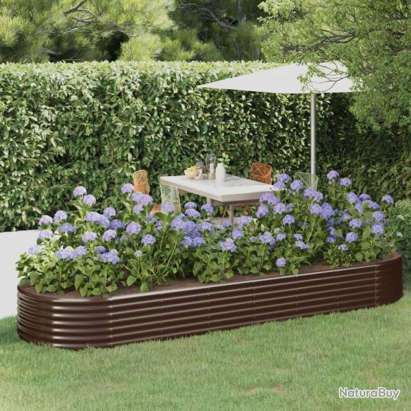 Lit surlev de jardin Acier enduit de poudre marron