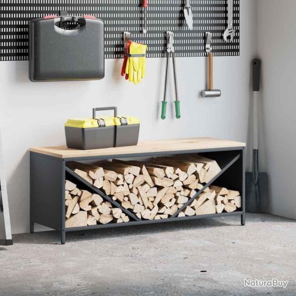 �tag�re � bois de chauffage avec plateau en bois anthracite