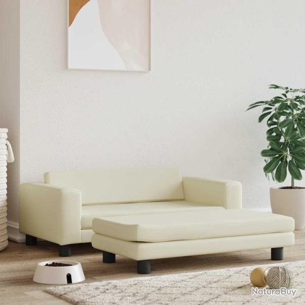 Lit pour chien avec extension crme 100x50x30 cm similicuir