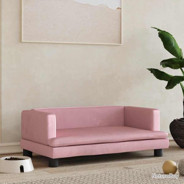 Lit pour chien rose 80x45x30 cm velours