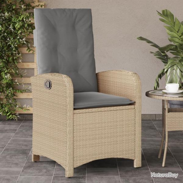Chaise inclinable de jardin coussins m�lange beige poly rotin