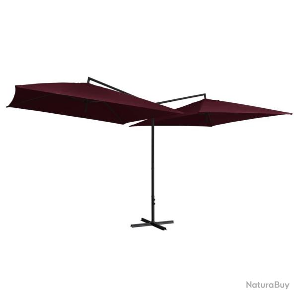 Parasol double avec mt en acier 250 x 250 cm Rouge bordeaux