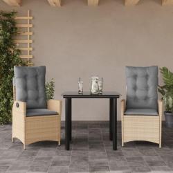 Ensemble &agrave; manger de jardin et coussins 3 pcs Beige poly rotin