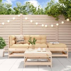 Salon de jardin 4 pcs avec coussins bois massif