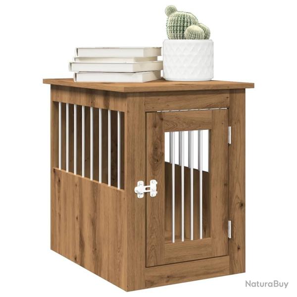 Meuble de cage pour chiens chne artisanal 45x62x59 cm