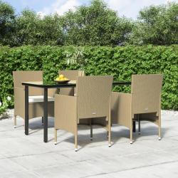 Ensemble &agrave; manger de jardin coussins 5 pcs Beige/noir