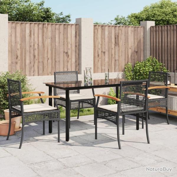 Ensemble � manger de jardin coussins 5pcs Noir R�sine tress�e