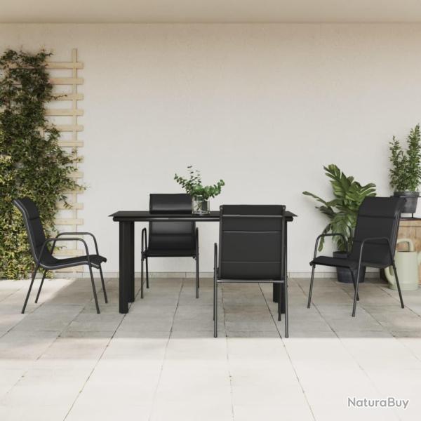 Ensemble � manger de jardin 5 pcs noir textil�ne et acier