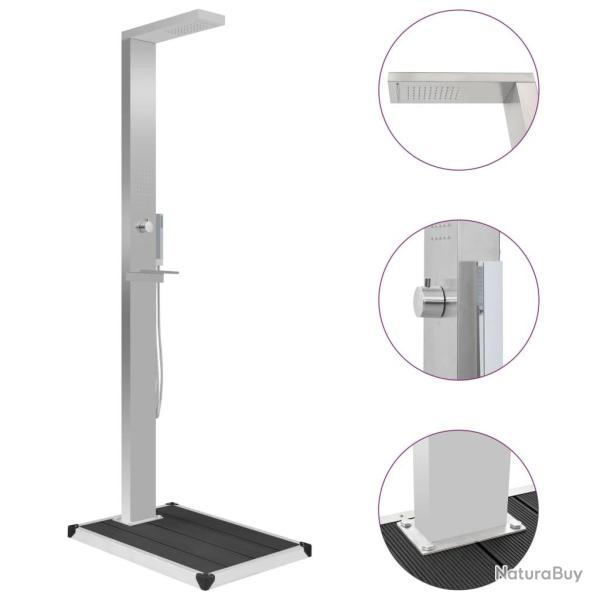 Douche d'ext�rieur avec receveur de douche WPC Acier inoxydable