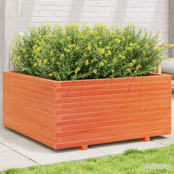 Jardinire cire marron 100x100x49,5 cm bois de pin massif