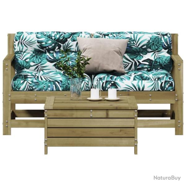Salon de jardin 3 pcs avec coussins bois de pin impr�gn�