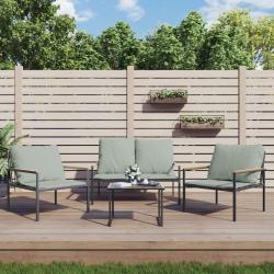 Salon de jardin avec coussins 4 pcs anthracite acier