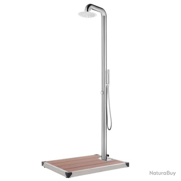 Douche de jardin avec base marron 230 cm Acier inoxydable