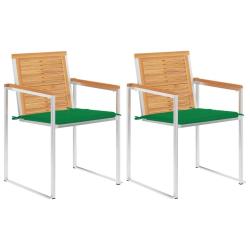 Chaises de jardin avec coussins lot de 2 Teck solide et acier