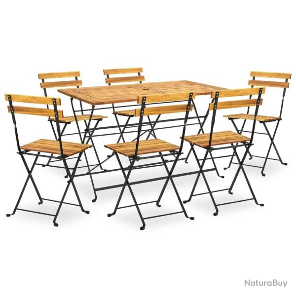 Ensemble � manger d'ext�rieur pliable 7pcs Bois d'acacia solide