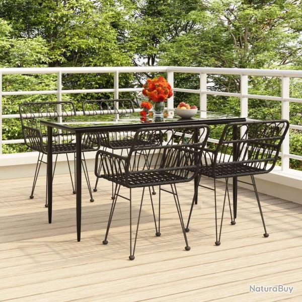 Ensemble � manger de jardin 5 pcs Noir R�sine tress�e