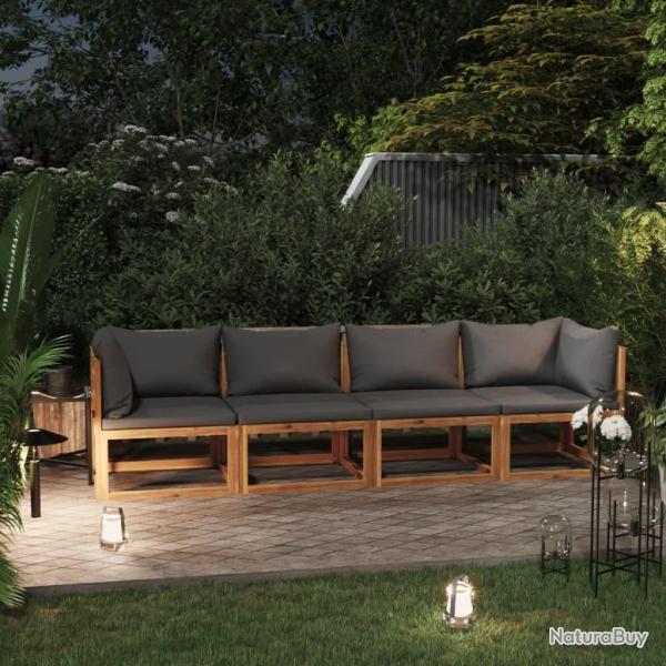 Canap� de jardin � 4 places avec coussin Bois d'acacia massif