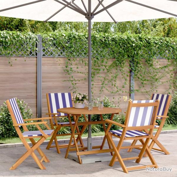 Ensemble � manger de jardin 5 pcs bleu blanc tissu bois massif