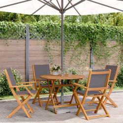 Ensemble &agrave; manger de jardin 5 pcs anthracite tissu bois massif