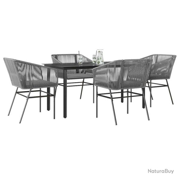 Ensemble � manger jardin coussins 5 pcs gris poly rotin verre