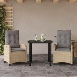 Ensemble &agrave; manger de jardin et coussins 3 pcs m&eacute;lange beige