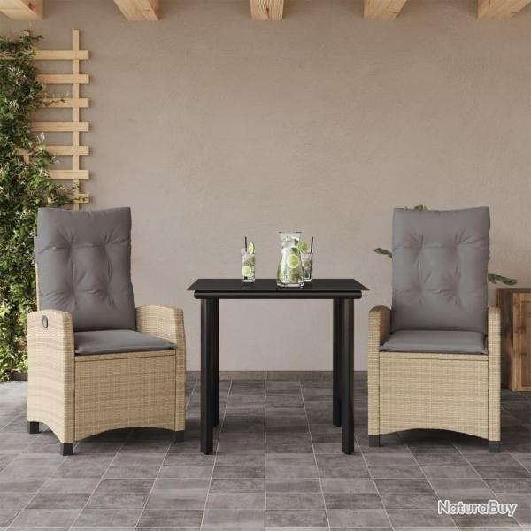 Ensemble � manger de jardin et coussins 3 pcs m�lange beige