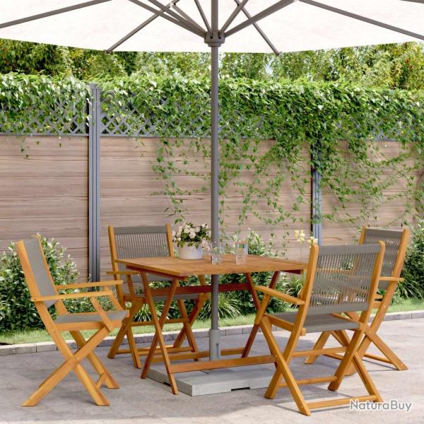 Ensemble � manger de jardin 5pcs gris polypropyl�ne bois massif