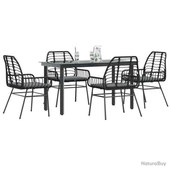 Ensemble � manger de jardin et coussins 5 pcs noir rotin verre