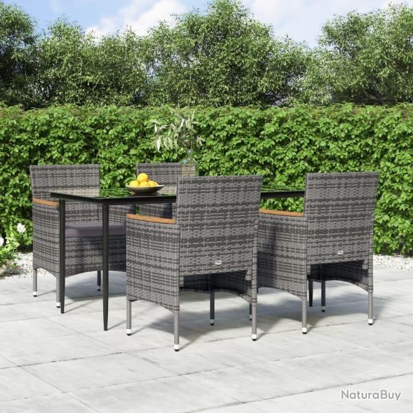Ensemble � manger de jardin et coussins 5pcs Gris/noir