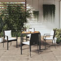 Ensemble &agrave; manger de jardin coussins 5pcs Noir R&eacute;sine tress&eacute;e